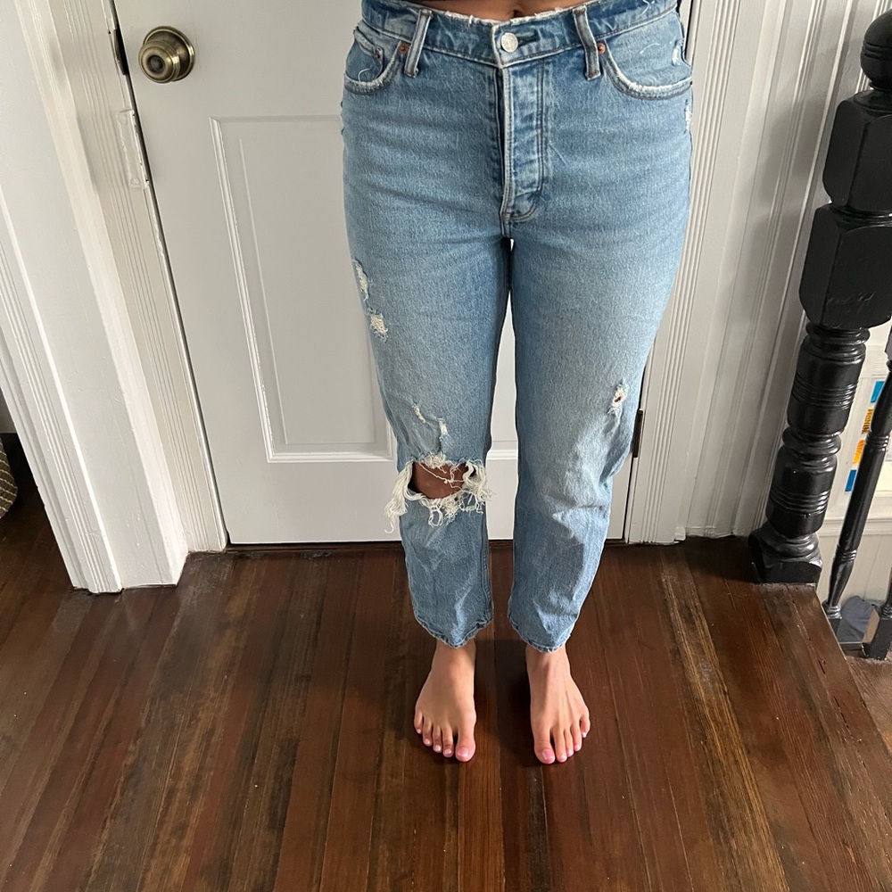 Women's Distressed Blue Jeans